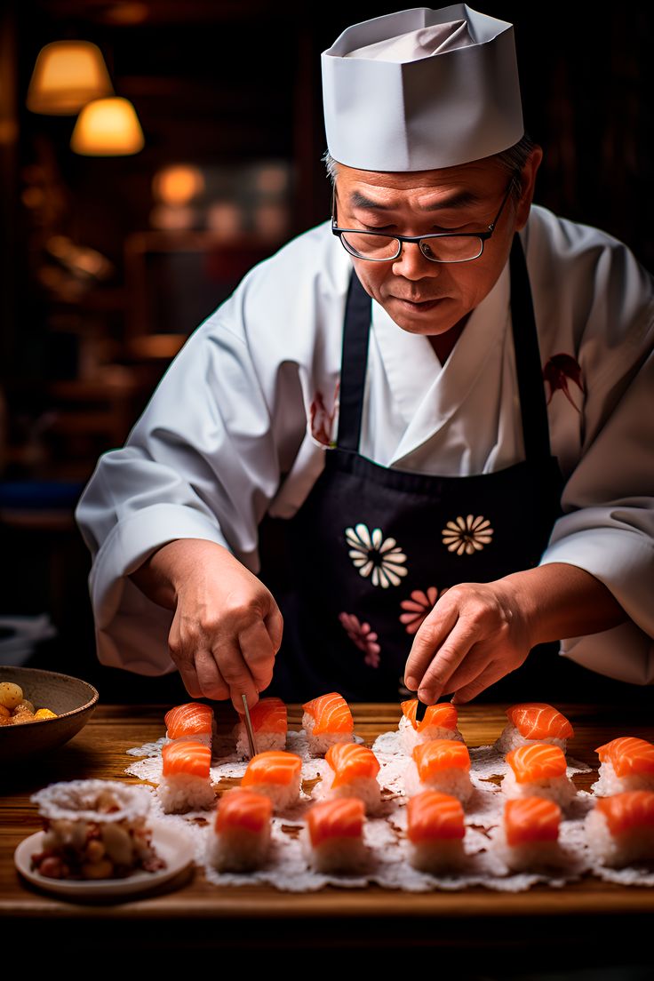 Chef preparing sushi at NCORE restaurant